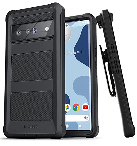 Encased Falcon Armor Schutzhülle für Pixel 6 Pro mit Gürtelclip-Holster, stoßfeste Abdeckung, 3 m + Fallschutz (2021 Google Pixel 6Pro) von Encased