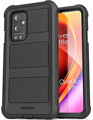 ENCASED Falcon Armor, Schutzhülle für OnePlus 9, mit Displayschutzfolie, Ganzkörperabdeckung mit integriertem Displayschutz (Schwarz) (OnePlus 9 PRO) von ENCASED