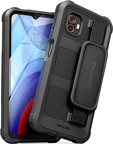 ENCASED Falcon Serie für Samsung Galaxy XCover 6 Pro Hülle mit Handschlaufe Ganzkörper-Schutzhülle (Schwarz) von ENCASED