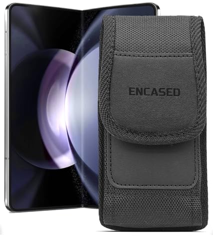 Encased Gürteltasche für Samsung Galaxy Z Fold 5 – [Ultra langlebig] ballistische Nylon-Handyhalterung mit Metallholsterclip und Kartenfach (kompatibel mit Schutzhülle) von ENCASED