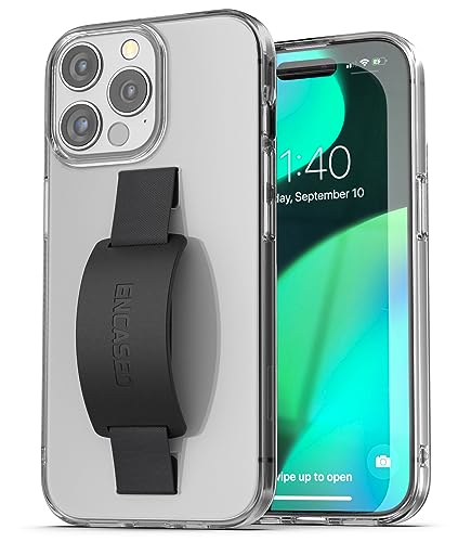 Encased Loop Case für iPhone 15 Pro (2023) Handschlaufe Grip Cover mit Soft-Touch-Silikon-Finger-Handyhalter (kristallklar) von Encased