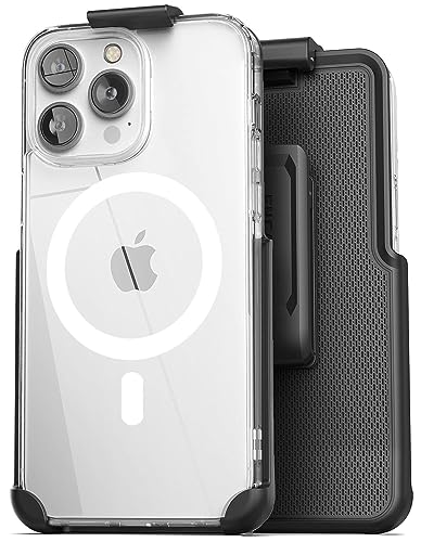 Encased Magnetische Hülle entworfen für iPhone 15 Pro Hülle mit Gürtelclip Holster, kompatibel mit MagSafe (transparent) von Encased