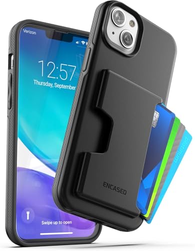 Encased Schutzhülle für iPhone 15 (2023) mit Kartenhalter, Schwarz von Encased