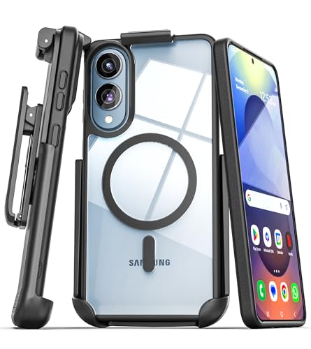 Encased SlimShield für Samsung Galaxy S25 Edge Hülle mit Gürtelclip (kompatibel mit MagSafe) Slim Schutzhülle & Holster (Clear, S25 Edge) von Encased