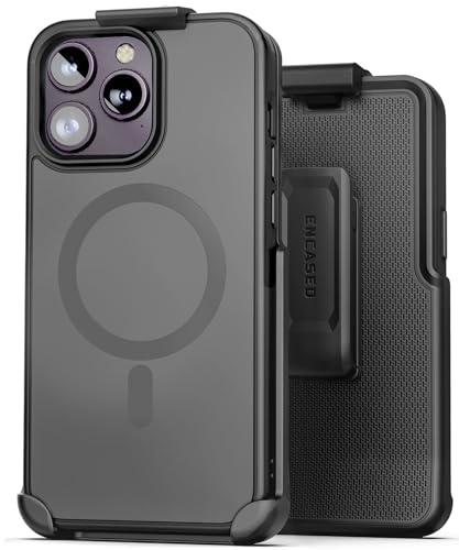 Encased SlimShield für iPhone 15 Pro Gürtelclip Hülle mit Handy-Holster (kompatibel mit MagSafe) Mattschwarz (iPhone 15 Pro) von ENCASED