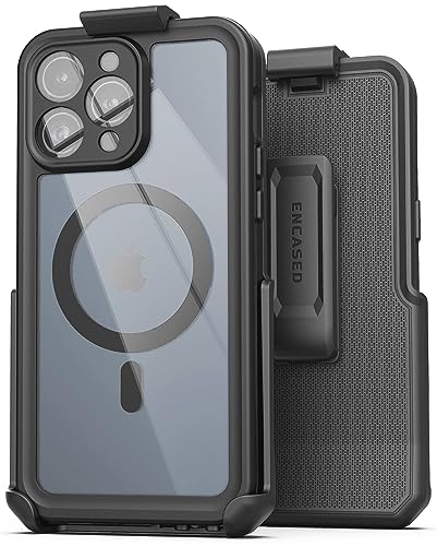 Encased Titan-Serie, entworfen für iPhone 15 Pro, wasserdichte Hülle mit Gürtelclip-Holster [Ganzkörper] Schutzhülle, robuster, stoßfester Schutz (kompatibel mit MagSafe) von Encased