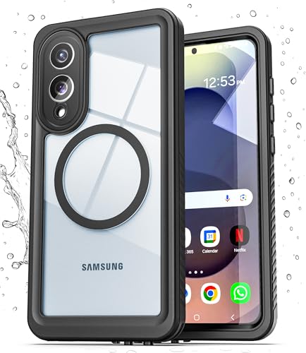 Encased Wasserdichte Schutzhülle für Samsung Galaxy S25 Edge (IP68), Ganzkörper-Schutzhülle mit integriertem Displayschutz, transparent / schwarz von Encased