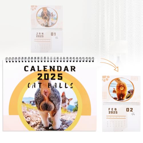 Cat Balls Kalender 2025, Katzenkugeln Kalender 2025, Lustiger Katzenkalender 2025, Neuer Lustiger Katzenhintern Wandkalender 2025, Geschenke Für Familie, Freunde, Katzenliebhaber von Encuryna