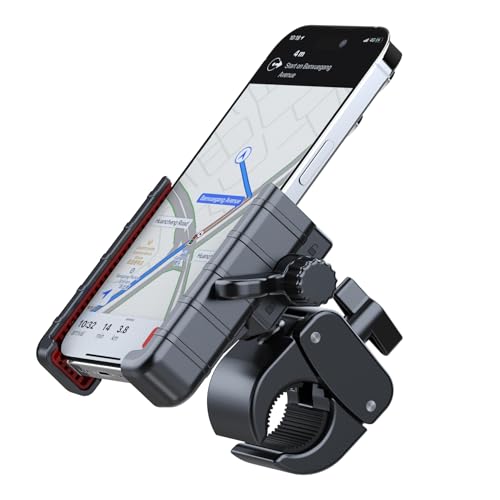 Enegg Fahrrad-Telefonhalterung, Fahrrad-Motorrad-Lenker-Telefonhalterung Klemme ATV Scooter Telefon-Clip mit Einhandbedienung für iPhone Samsung 4.5-7" Smartphone, 360° Drehung Enegg Fahrrad-Telefonhalterung, Fahrrad-Motorrad-Lenker-Telefonhalterung Klemme ATV Scooter Telefon-Clip mit Einhandbedienung für iPhone Samsung 4.5-7" Smartphone, 360° Drehung von Enegg