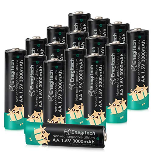 Enegitech AA Lithium Batterie 3000mAh 1.5V Double A langlebige auslaufsichere Batterien für Taschenlampen Fernbedienung Funkmaus Wetterstation - 16 Stück von Enegitech