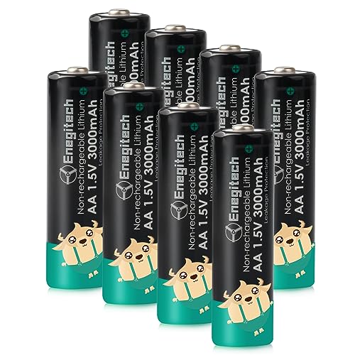 Enegitech AA Lithium Batterie 3000mAh 1.5V Double A langlebige auslaufsichere Batterien für Taschenlampen Fernbedienung Funkmaus Wetterstation Blink Kamera 8 Stück von Enegitech