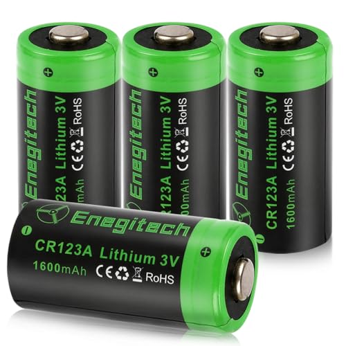 Enegitech CR123A 3V Lithium Batterie, 123A Einwegbatterien 1600mAh für Alarmsystem Taschenlampe Fernbedienung Spielzeug 4 Stück von Enegitech
