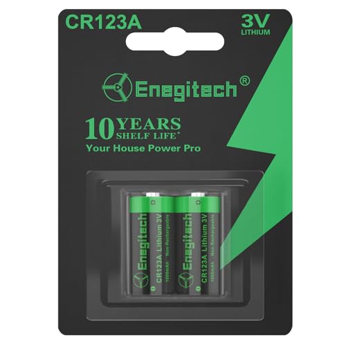 Enegitech CR123A 3V Lithium Batterie, 123A Lithium Batterien für Rauchmelder, Kohlenmonoxid Melder, Shelly Temperatursensor/Floor, Wassermelder Alarmsysteme Nicht Wiederaufladbar (CR123A 2 Pack) von Enegitech