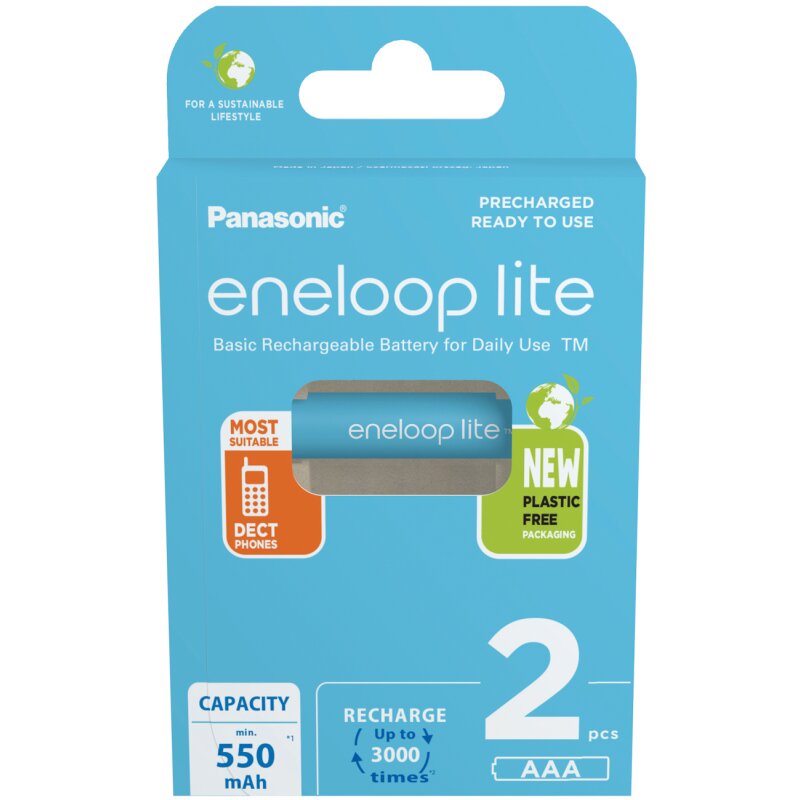2x eneloop lite Micro Akku BK-4LCCE/2BE Ni-MH 1,2V / 550mAh 2x eneloop lite Micro Akku BK-4LCCE/2BE Ni-MH 1,2V / 550mAh von Eneloop
