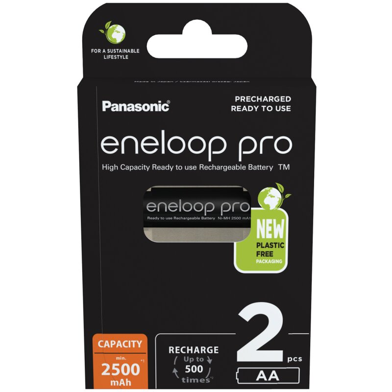 2x eneloop pro Mignon Akku BK-3HCDE/2BE Ni-MH 1,2V / 2500mAh 2x eneloop pro Mignon Akku BK-3HCDE/2BE Ni-MH 1,2V / 2500mAh von Eneloop