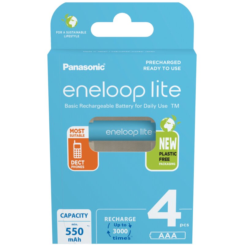 4x AAA eneloop lite Micro Akku BK-4LCCE/4BE Ni-MH 1,2V / 550mAh 4x AAA eneloop lite Micro Akku BK-4LCCE/4BE Ni-MH 1,2V / 550mAh von Eneloop