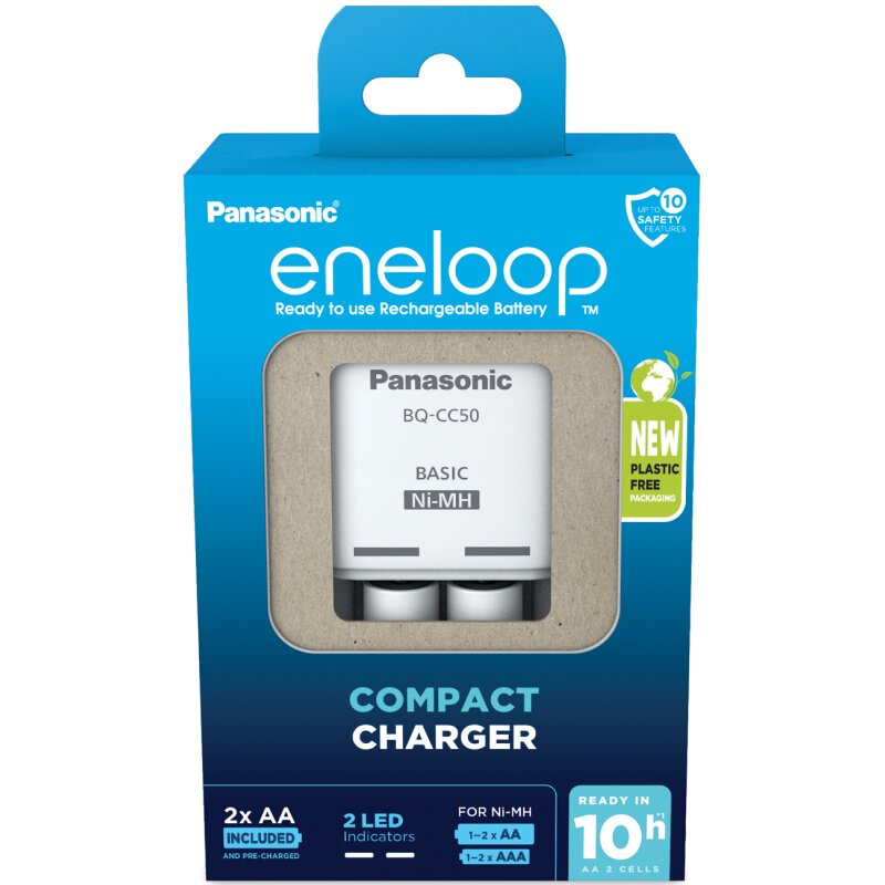 eneloop BQ-CC50 Compact Charger inkl. 2x AA Akkus von Eneloop