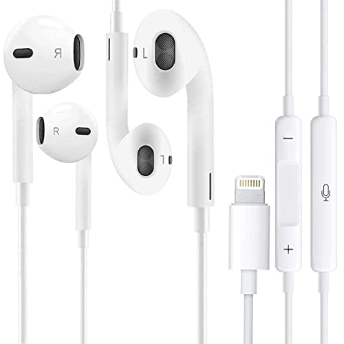 2PC In-Ear-Kopfhörer für iPhone , HiFi Stereo Noise Cancelling Kopfhörern mit integriertem Mikrofon und Lautstärkeregler In-Ear Ohrhörer kompatibel mit 14Pro Max/13/12Mini/11/SE/X/XS/XR/8/7 Plus white von EnergieMAX