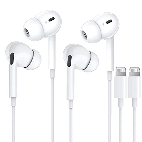 2PC In-Ear-Kopfhörer für iPhone [MFi-Zertifiziert] HiFi Stereo Noise Cancelling Kopfhörern mit integriertem Mikrofon und Lautstärkeregler für iPhone 14/13/12/XR/XS/8/7Plus Unterstützt alle iOS Systeme von EnergieMAX