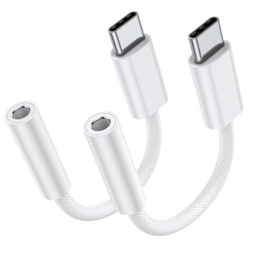 Adapter USB C Klinke 【MFi-zertifiziert】 2 Stück Adapter Klinke USB C auf 3,5 mm Klinke Adapter/USB Typ C AUX Audio Konverter Kopfhörer Adapter iPhone 15, Adapter Klinke USB C für iPhone 15/Samsung von EnergieMAX