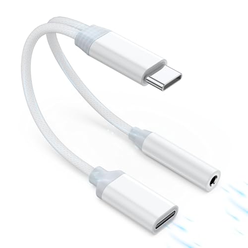 2 in 1 USB C auf Klinke Adapter und Laden/Type C 3,5mm Aux Kopfhörer Adapter mit DAC Chip,Adapter USB C auf Klinke für iPhone 15/Pro Max/15 Pro/15 Plus Samsung Galaxy S24/S23/Huawei/Google Pixel 2 in 1 USB C auf Klinke Adapter und Laden/Type C 3,5mm Aux Kopfhörer Adapter mit DAC Chip,Adapter USB C auf Klinke für iPhone 15/Pro Max/15 Pro/15 Plus Samsung Galaxy S24/S23/Huawei/Google Pixel von EnergieMAX