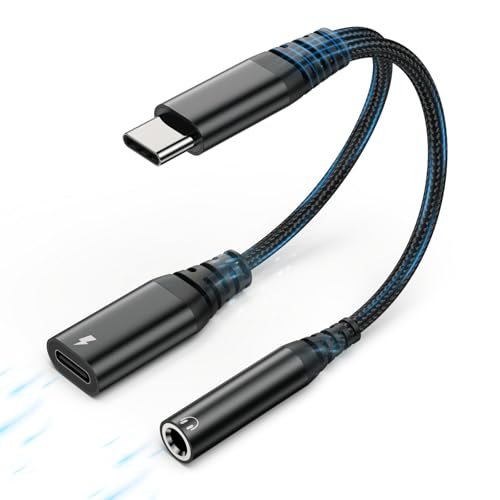 USB C auf Klinke Adapter und Laden/2 in 1 USB C Kopfhörer Adapter mit DAC Chip kompatibel/USB C auf Klinke 3.5 Adapter mit iPhone 15/Pro/Max/Samsung S24/S23/Google/Huawei usw(Schwarz) USB C auf Klinke Adapter und Laden/2 in 1 USB C Kopfhörer Adapter mit DAC Chip kompatibel/USB C auf Klinke 3.5 Adapter mit iPhone 15/Pro/Max/Samsung S24/S23/Google/Huawei usw(Schwarz) von EnergieMAX