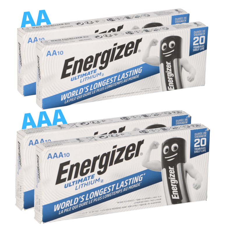 40x Energizer Lithium Batterie SET 20x AA Mignon + 20x AAA Micro von Energizer