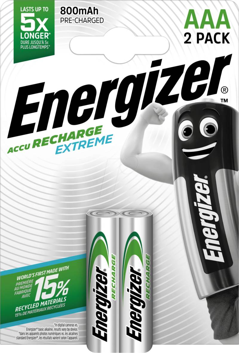 EN RE 2X800 - Extreme, NiMh Akku, AAA (Micro), 800 mAh, 2er-Pack von Energizer