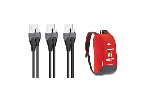 Energizer - 3 x USB-C-Kabel 1,2 m – Laden & Synchronisierung (2,4 A/480 Mbps) für Mobiltelefone + Rucksack 10 l von Energizer