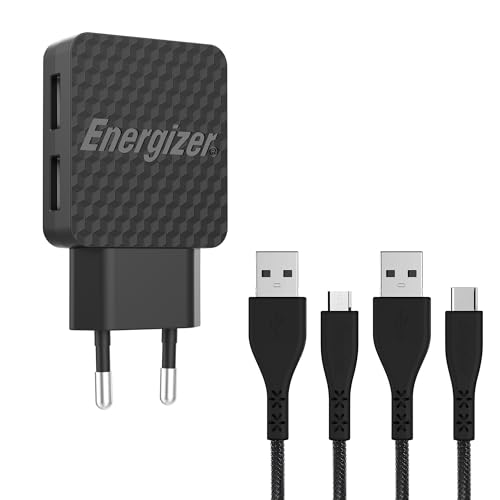 Energizer AC2BEULCMM - Netzladegerät - 2,4 A - 2 USB - EU-Stecker - USB-C 2.0-Kabel und Micro-USB enthalten Schnelles Laden und Synchronisieren - Smart IC-Technologie - Schwarz Energizer AC2BEULCMM - Netzladegerät - 2,4 A - 2 USB - EU-Stecker - USB-C 2.0-Kabel und Micro-USB enthalten Schnelles Laden und Synchronisieren - Smart IC-Technologie - Schwarz von Energizer