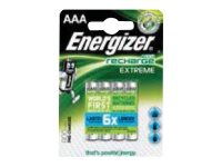 Energizer Accu Recharge Extreme 800 AAA BP4, Wiederaufladbarer Akku, AAA, Nickel-Metallhydrid (NiMH), 1,2 V, 4 Stück(e), 800 mAh von Energizer