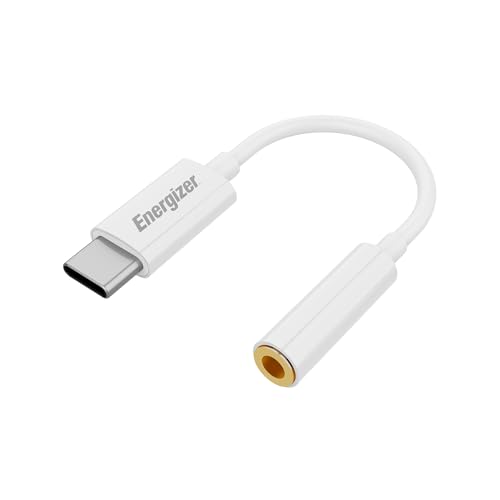 Energizer - Adapter Audio Aux Buchse 3,5 mm Klinke auf USB-C – für Smartphones, Tablets, Computer – Weiß Energizer - Adapter Audio Aux Buchse 3,5 mm Klinke auf USB-C – für Smartphones, Tablets, Computer – Weiß von Energizer