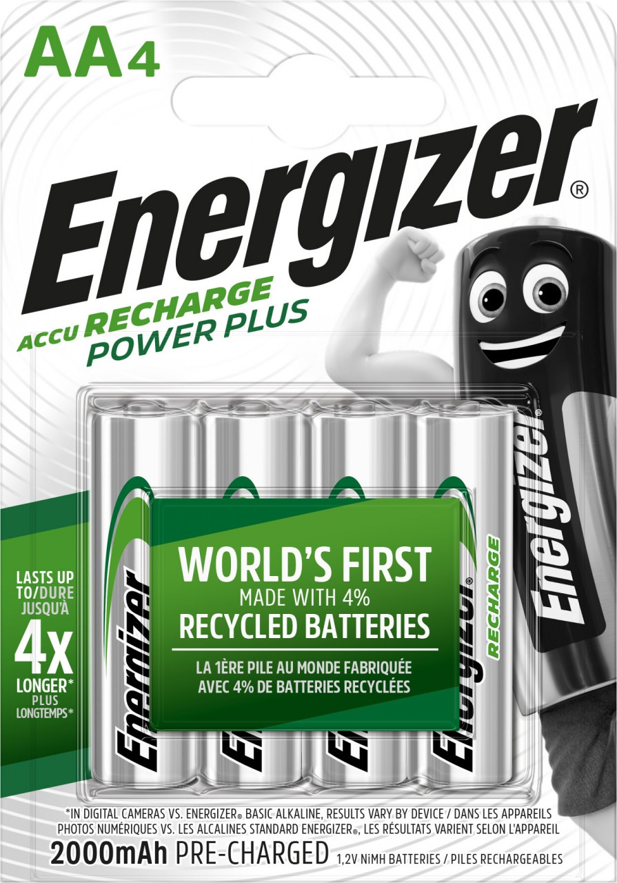 Energizer Akku NiMH, Mignon, AA, HR06, 1.2V/2000mAh Power Plus, Pre-charged, Retail Blister (4-Pack) von Energizer
