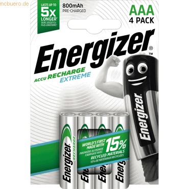 Energizer Akku Recharge Extreme Micro NiMh 800 mAh VE=4 Stück von Energizer