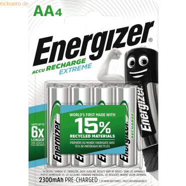 Energizer Akku Recharge Extreme Mignon NiMh 2300 mAh VE=4 Stück von Energizer