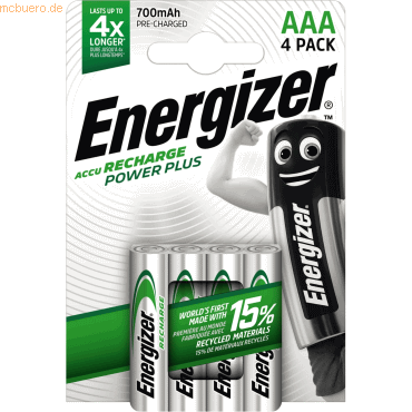 Energizer Akku Recharge PowerPlus Micro NiMh 700 mAh VE=4 Stück von Energizer