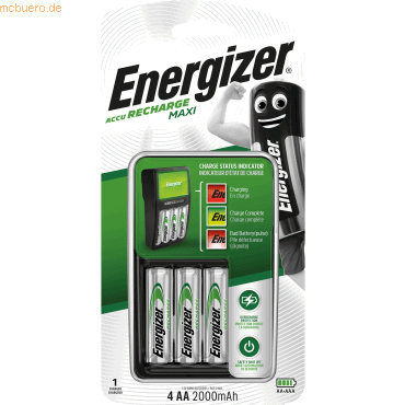 Energizer Akkuladegerät Maxi Charger für AA/AAA-Akkus inklusive 4 AA-A von Energizer