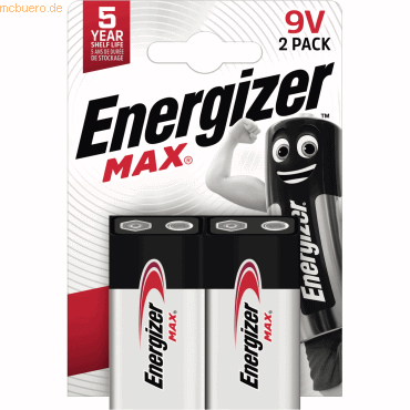 Energizer Batterie Max Alkaline 9V/E-Block/6LR61 2 Stück von Energizer