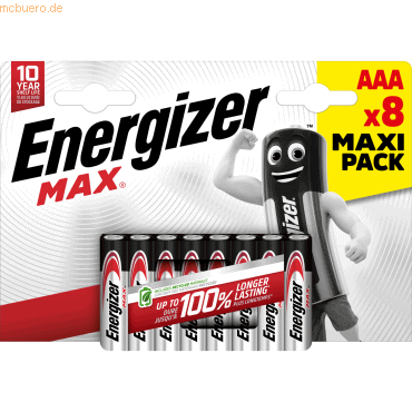 Energizer Batterie Max Alkaline E303324100 AAA LR03 8 Stück von Energizer