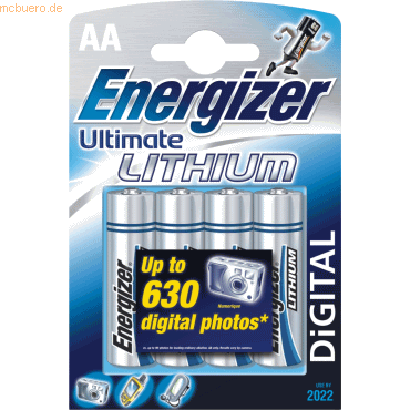 Energizer Batterien Ultimate Mignon/LR6 Lithium digital VE=4 Stück Energizer Batterien Ultimate Mignon/LR6 Lithium digital VE=4 Stück von Energizer