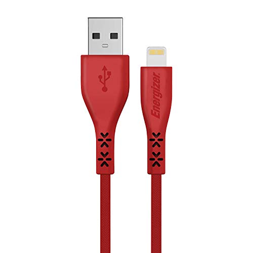 Energizer C41UBLIGRDT Lightning-Kabel, 1, 2 m, USB 2.0, 2, 4 A, schnelle Synchronisierung, Rot von Energizer