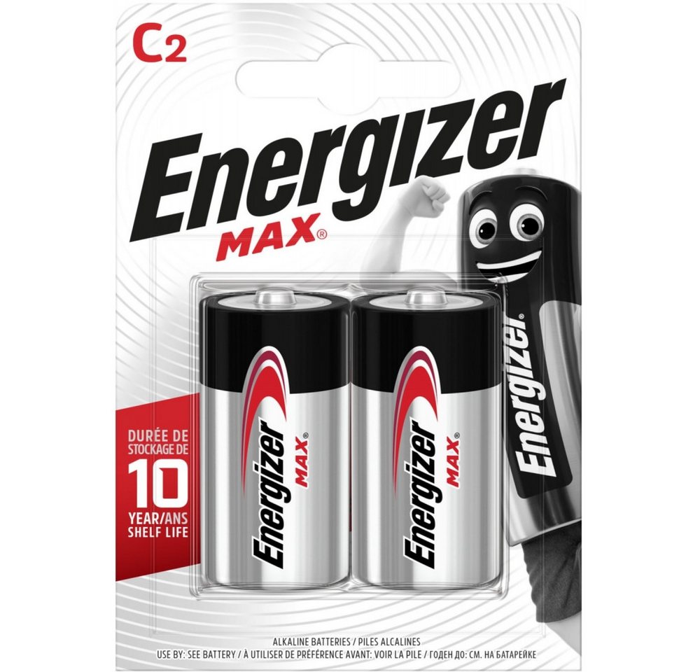 Energizer Energizer Max C Batterie 2er Blister Fotobatterie, (1.5 V V), Langanhaltende Leistung von Energizer