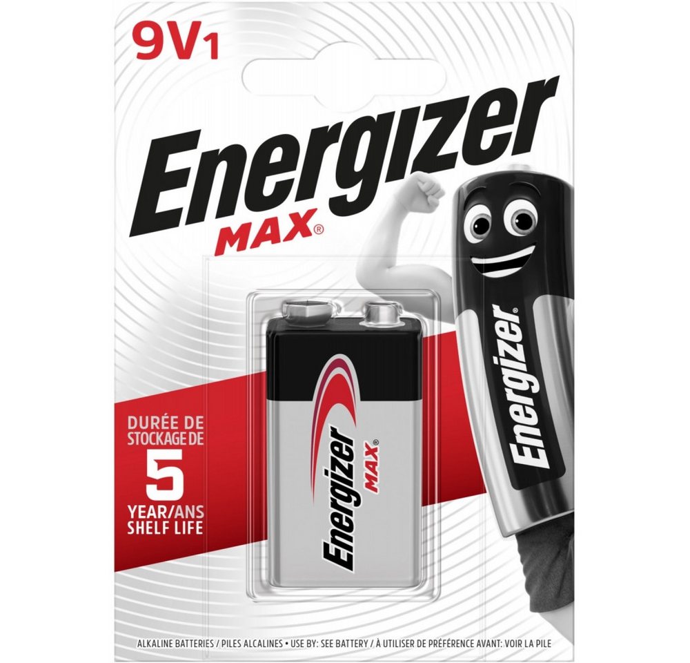 Energizer Energizer Max E-Block 9V Batterie 1er Blister Batterie Fotobatterie, (9 V Block-Batterien V), Bis zu 5 Jahre lagerfähig von Energizer
