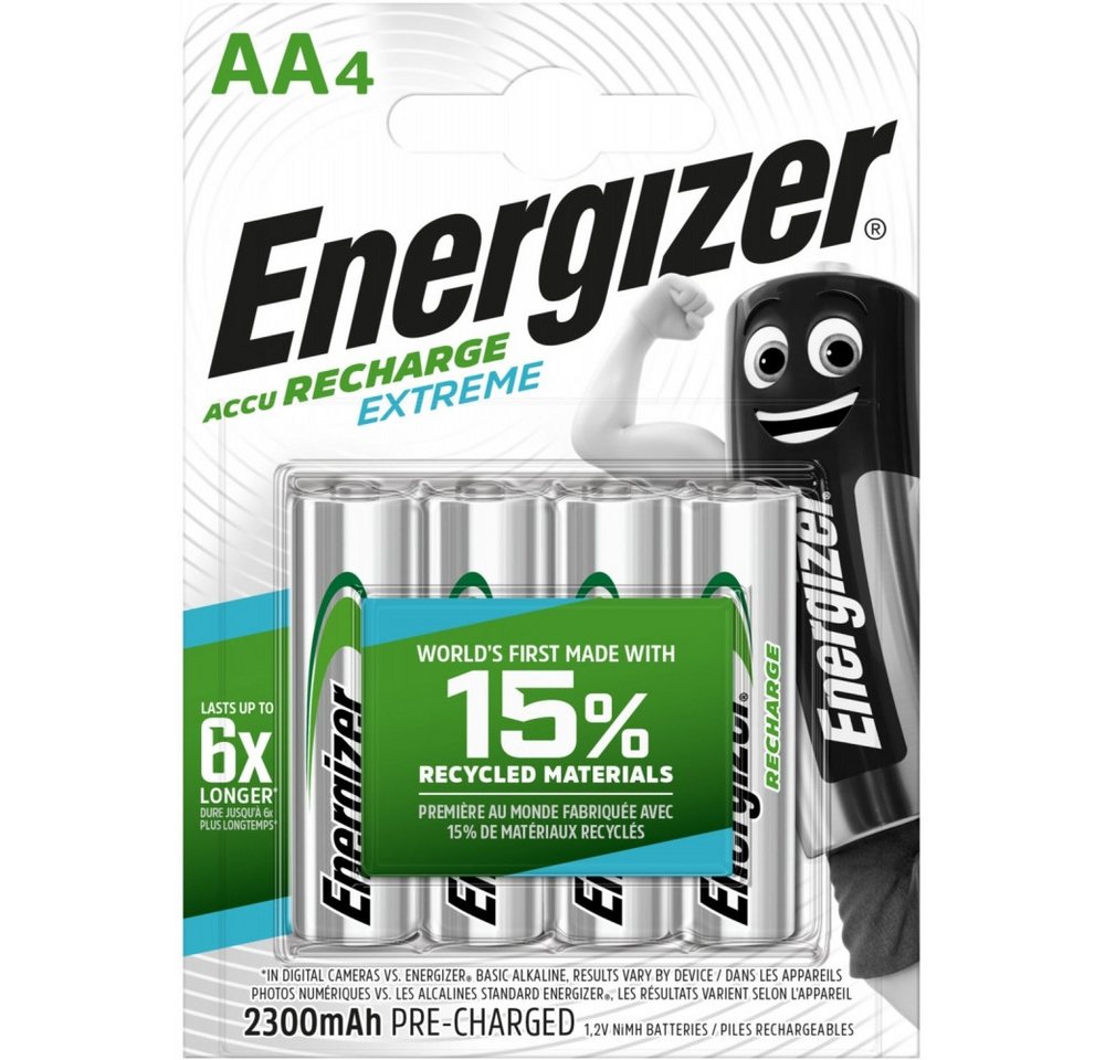 Energizer Energizer NiMH Extreme AA 2300mAh Akku 4er Blister Akku-Set Energizer NiMH Extreme AA 2300mAh Akku 4er Blister, Wiederaufladbar ohne Memory-Effekt Energizer Energizer NiMH Extreme AA 2300mAh Akku 4er Blister Akku-Set Energizer NiMH Extreme AA 2300mAh Akku 4er Blister, Wiederaufladbar ohne Memory-Effekt von Energizer