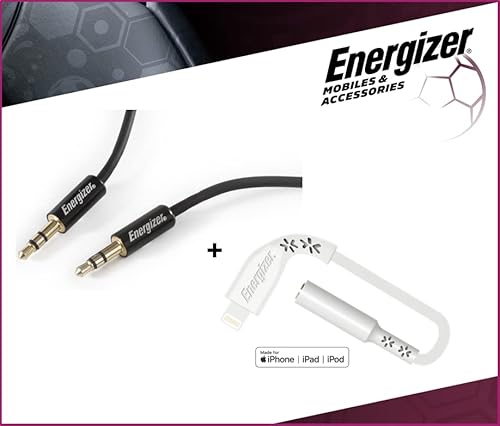 Energizer - Komplettpaket – Lightning-Audio-Adapter, 11 cm – Audiokabel Klinkenstecker 3,5 mm von Energizer