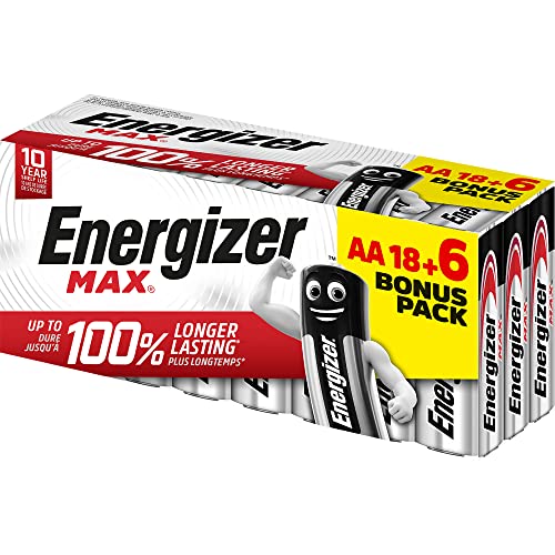 Energizer - MAX, 18+6 AA-Batterien, Lange Lebensdauer für den täglichen Gebrauch, ohne Sulfatierung und 10 Jahre Lebensdauer Energizer - MAX, 18+6 AA-Batterien, Lange Lebensdauer für den täglichen Gebrauch, ohne Sulfatierung und 10 Jahre Lebensdauer von Energizer Max