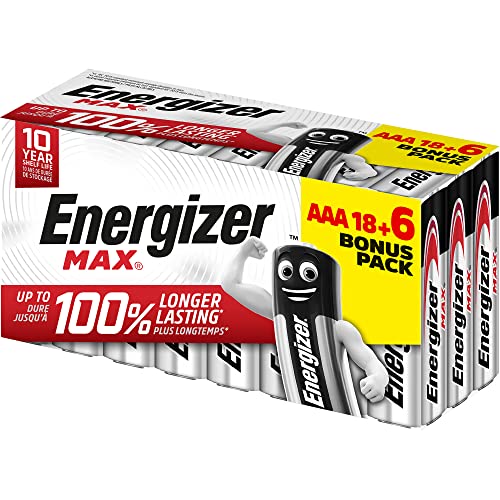 Energizer - MAX, 18+6 AAA-Batterien, Lange Lebensdauer für den täglichen Gebrauch, Keine Sulfatierung und 10 Jahre Lebensdauer, Paquete de 24 von Energizer