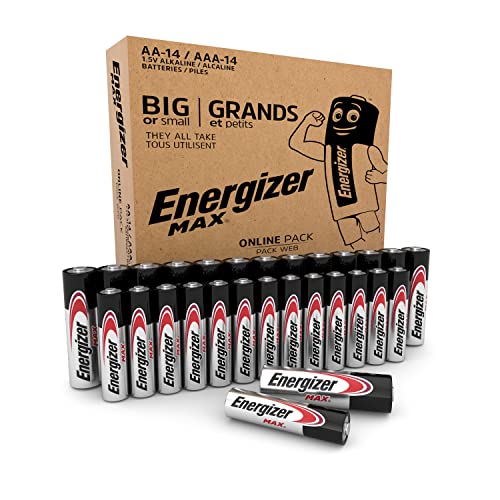 Energizer Max Batterien AA und AAA Kombipackung (28 Stück) - 1,5V Alkali-Batterie für Haushalt und Büro - 100% plastikfreie Recycelbar Verpackung - 10 Jahre lagerfähig [Exklusiv bei Amazon] von Energizer
