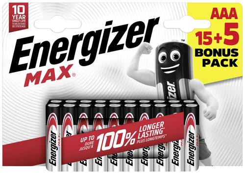 Energizer Max Micro (AAA)-Batterie Alkali-Mangan 1.5V 20St. von Energizer