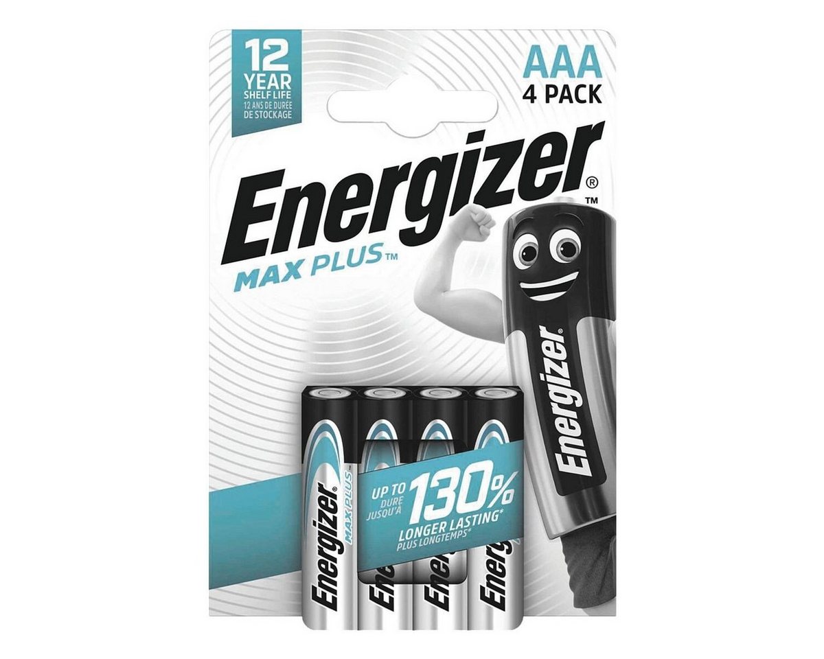 Energizer Max Plus Batterie, (4 St), Micro / AAA, 1,5 V, Zink-Mangan, mit Auslaufschutz (2 Jahre) von Energizer
